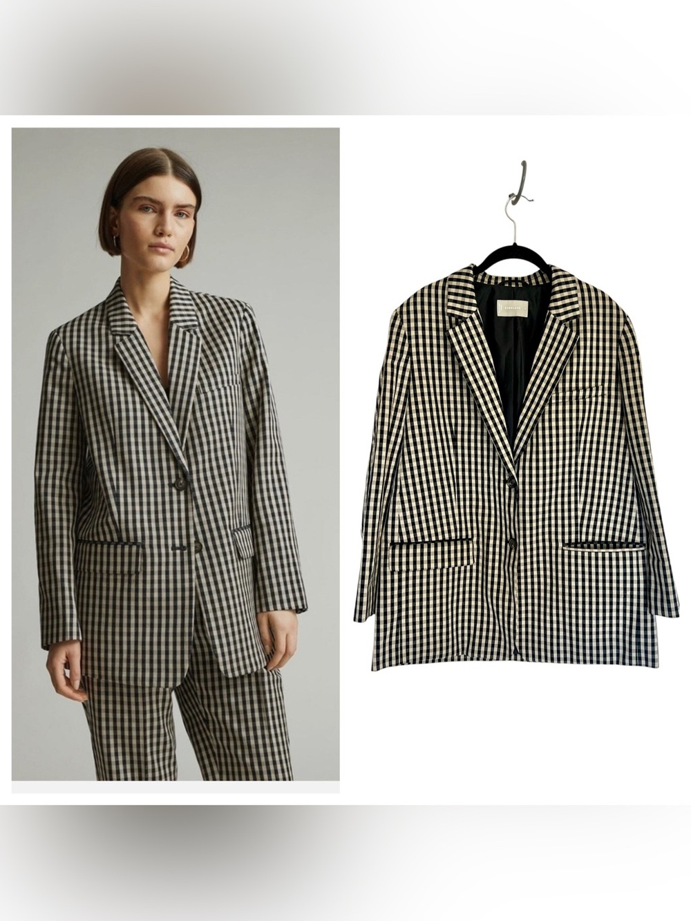 Everlane The Oversized Blazer in Buttersmooth Tencil Gingham jacket sz 14 office